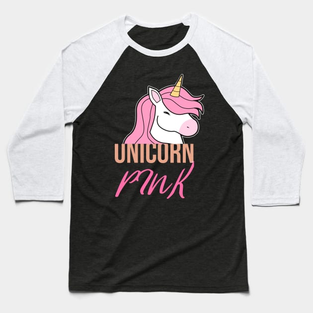 Pink Unicorn Baseball T-Shirt by Imutobi